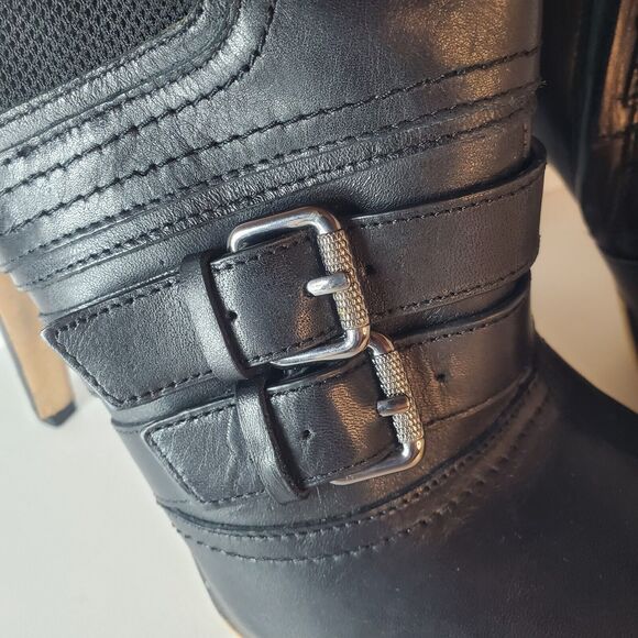 Sam Edelman Boots Womens Sz 9 Kenley High Heels Ankle Booties Black Leather Zip - Picture 7 of 13